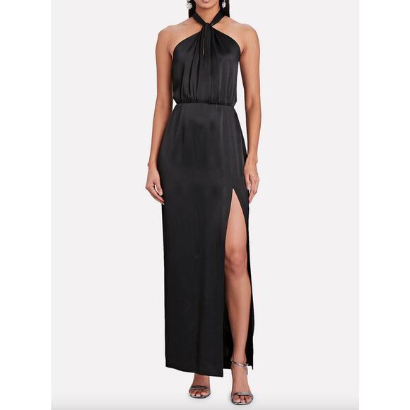 INTERMIX Dresses & Skirts - Intermix Women's Claire Crepe Satin Maxi Gown Size 8 Black Halter Formal Luxury